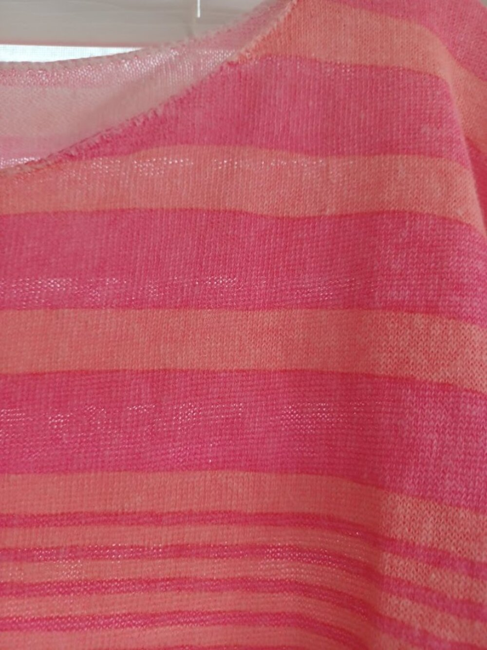 Lilly Pulitzer 100% Linen Sweater Womens M Pink Striped Lightweight Knit Top - Picture 6 of 7